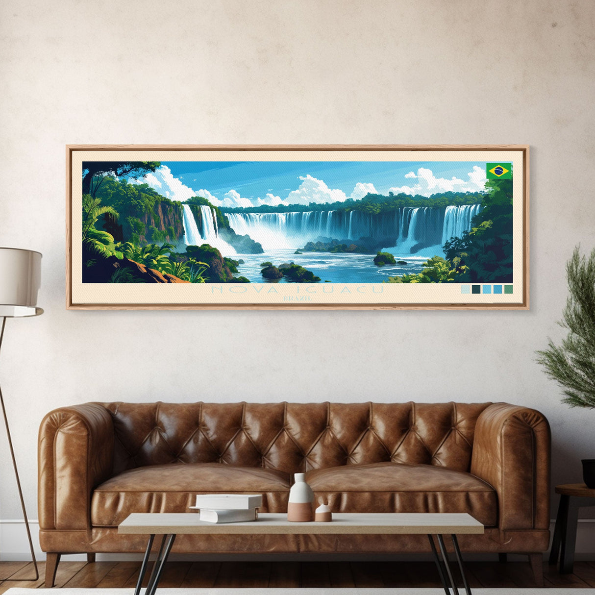 Nova Iguacu, Brazil Panoramic Travel Poster Canvas Print, Nova Iguacu, Brazil Painting, Brazil Art, Nova Iguacu Travel Art, Guest Room Painting