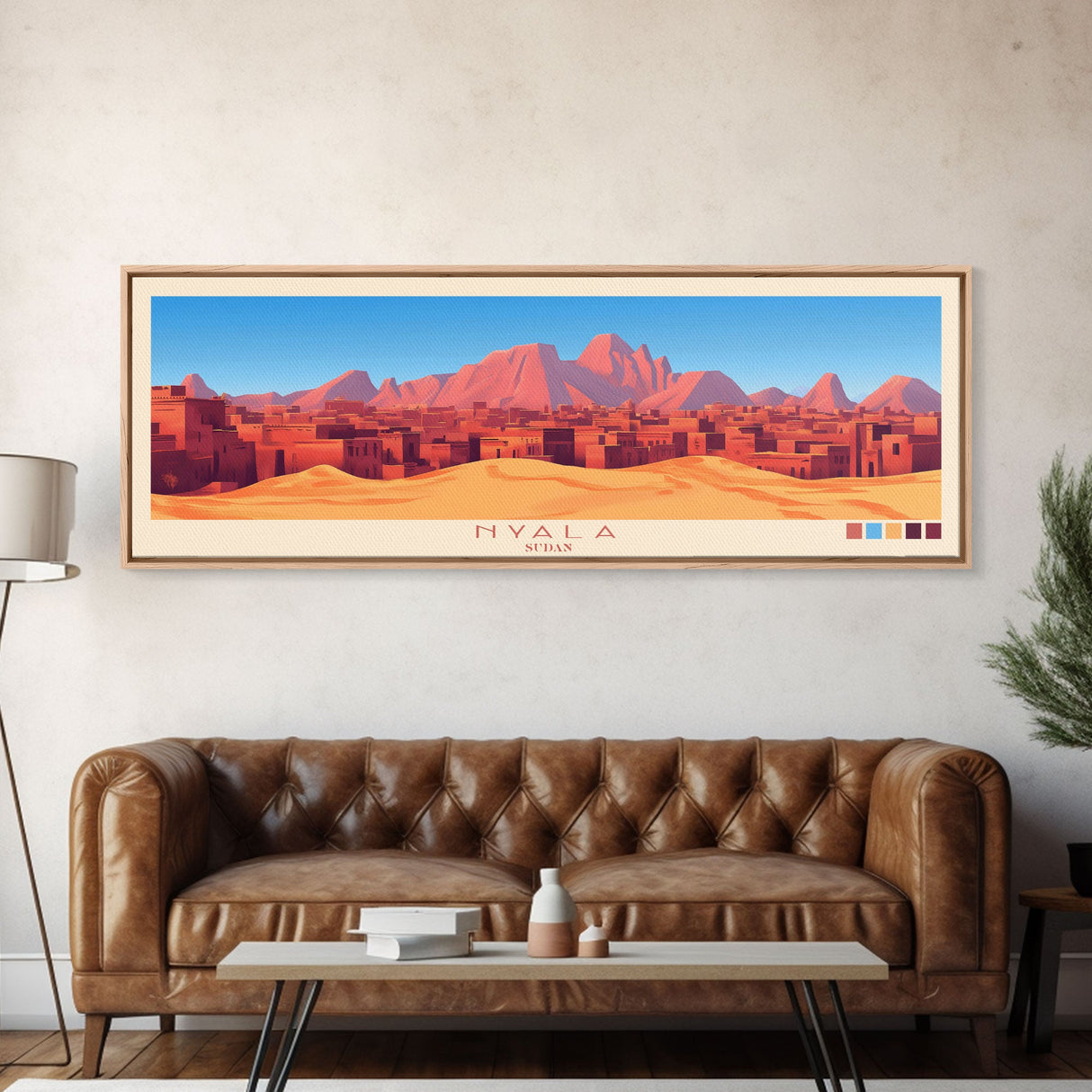 Nyala,  Sudan Travel Poster Panoramic Canvas Print, Nyala,  Sudan Painting,  Sudan Art, Nyala Travel Art, Guest Room Painting