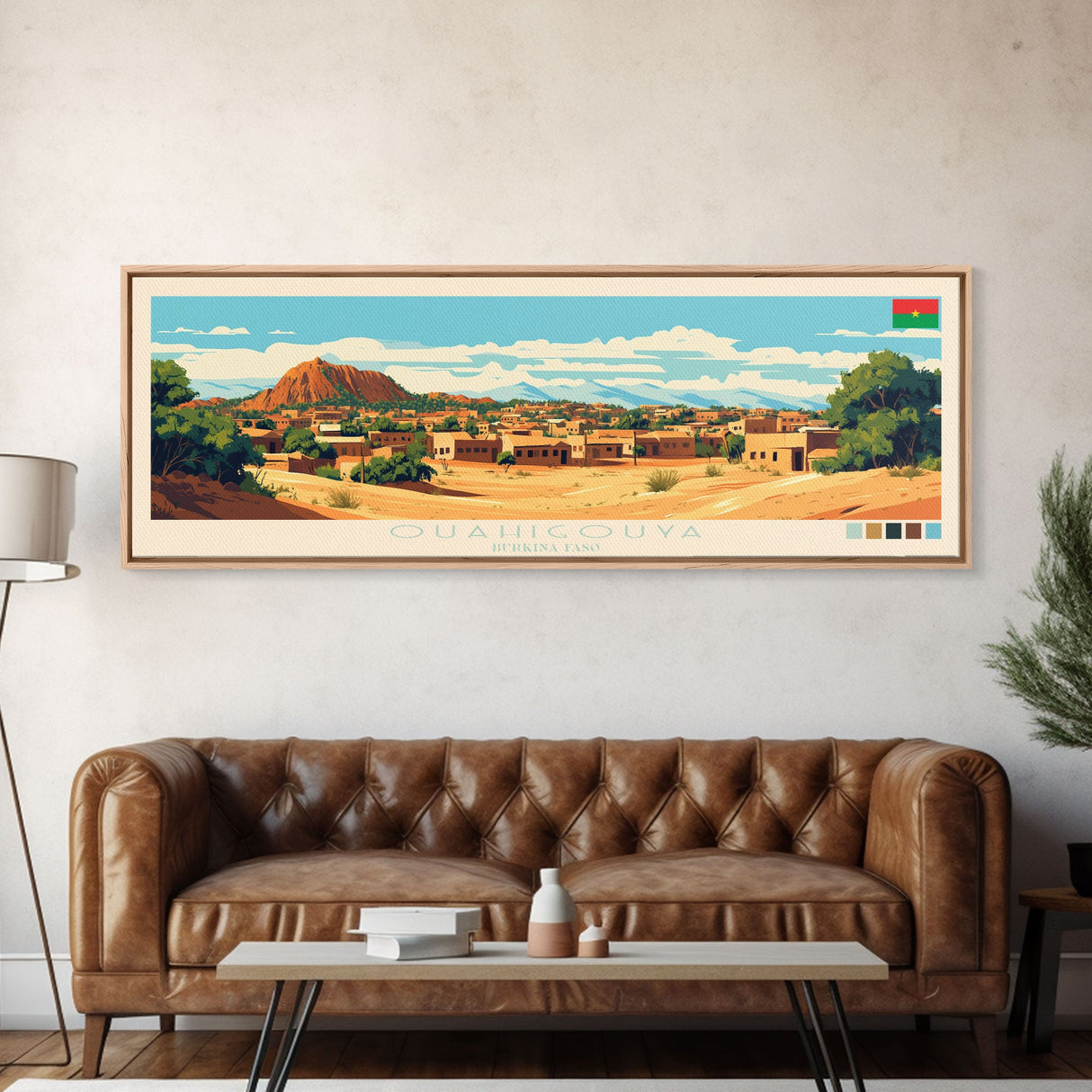 Ouahigouya, Burkina Faso Panoramic Travel Poster Canvas Print, Ouahigouya, Burkina Faso Painting, Burkina Faso Art, Ouahigouya Travel Art, Guest Room Painting