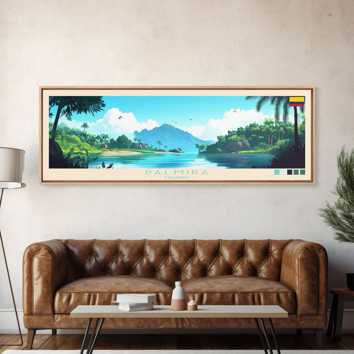 Palmira, Colombia Panoramic Travel Poster Canvas Print, Palmira, Colombia Painting, Colombia Art, Palmira Travel Art, Living Room Painting