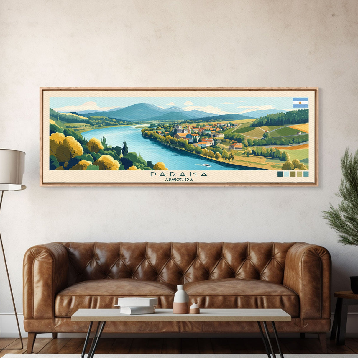 Parana, Argentina Travel Poster Panoramic Canvas Print, Parana, Argentina Painting, Argentina Art, Parana Travel Art, Guest Room Painting