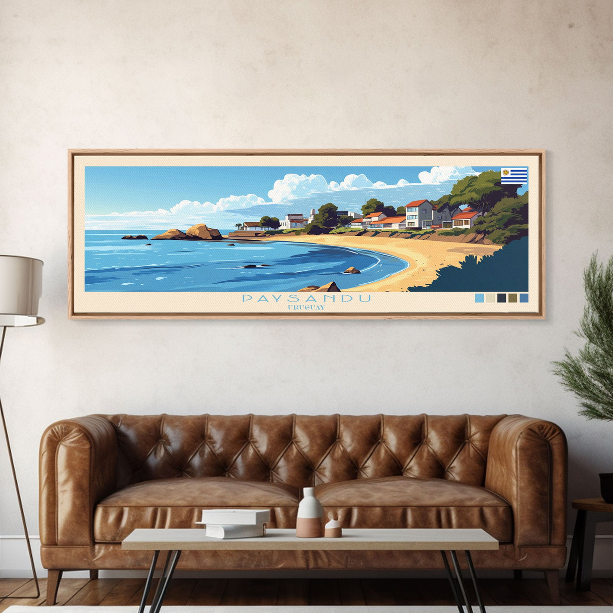 Paysandu, Uruguay Travel Poster Panoramic Canvas Print, Paysandu, Uruguay Painting, Uruguay Art, Paysandu Travel Art, Guest Room Painting