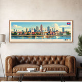 Phnom Penh, Cambodia Panoramic Travel Poster Canvas Print, Phnom Penh, Cambodia Painting, Cambodia Art, Phnom Penh Travel Art, Guest Room Painting