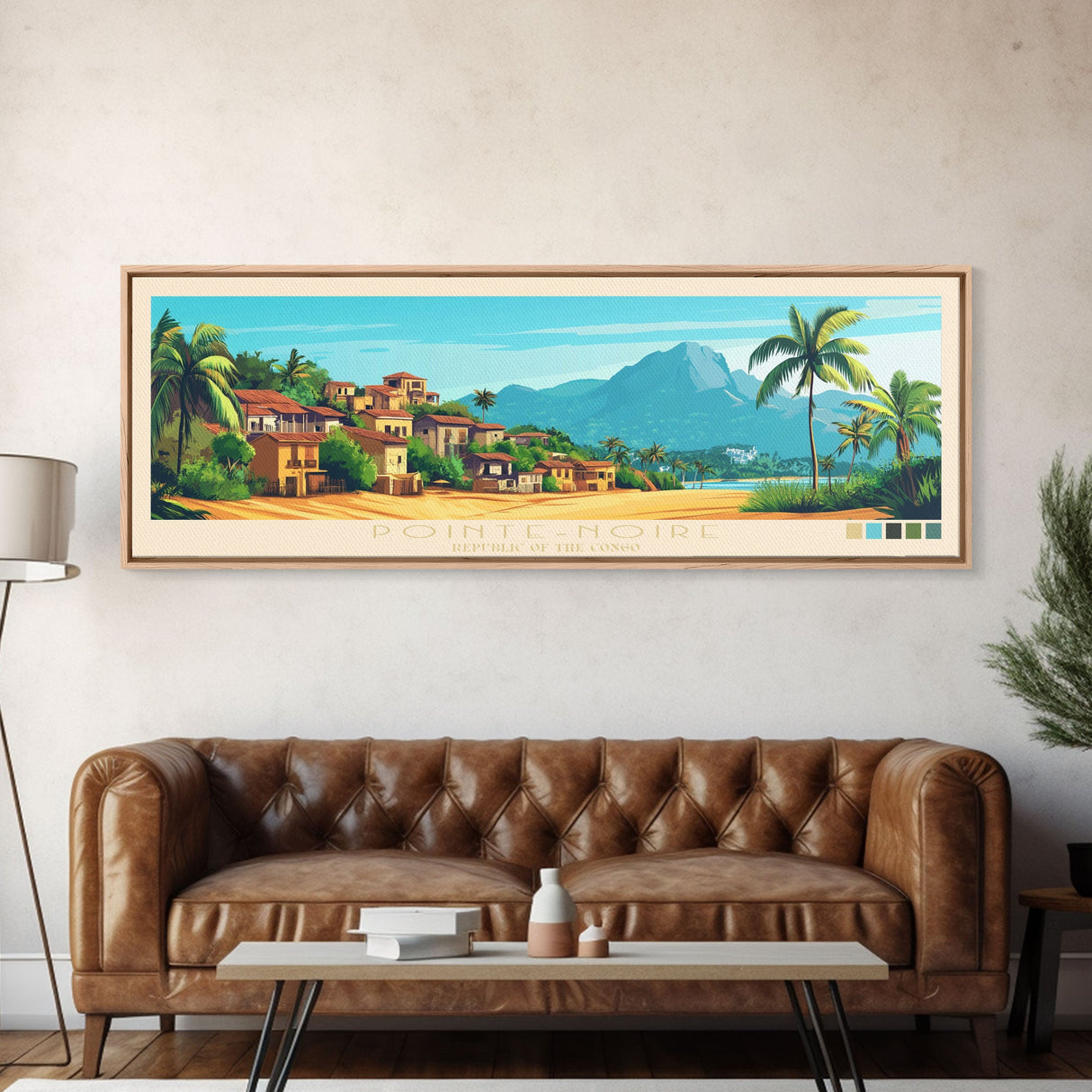 Panoramic Travel Poster Pointe-Noire, Republic of the Congo Canvas Print, Pointe-Noire, Republic of the Congo Painting, Republic of the Congo Art, Pointe-Noire Travel Art, Guest Room Painting