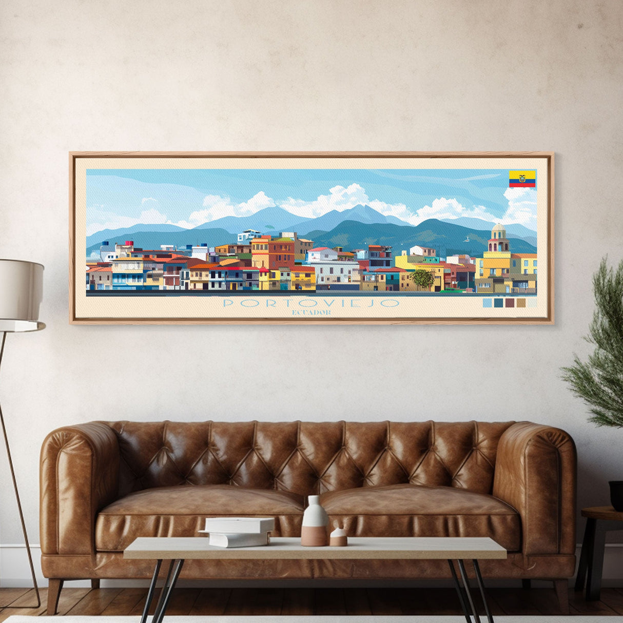 Portsmouth, England Panoramic Travel Poster Canvas Print, Portsmouth, England Painting, England Art, Portsmouth Panoramic Travel Art, Travel Painting