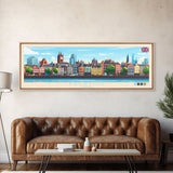 Preston, England Panoramic Travel Poster Canvas Print, Preston, England Painting, England Art, Preston Travel Art, Guest Room Painting