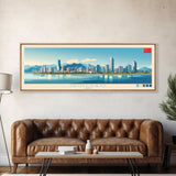 Qingdao, China Panoramic Travel Poster Canvas Print, Qingdao, China Painting, China Art, Qingdao Panoramic Travel Art, Travel Painting