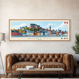 Quebec City, Canada Panoramic Travel Poster Canvas Print, Quebec City, Canada Painting, Canada Art, Quebec City Travel Art, Guest Room Painting