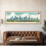 Quezon City, Philippines Travel Poster Panoramic Canvas Print, Quezon City, Philippines Painting, Philippines Art, Quezon City Travel Art, Guest Room Painting