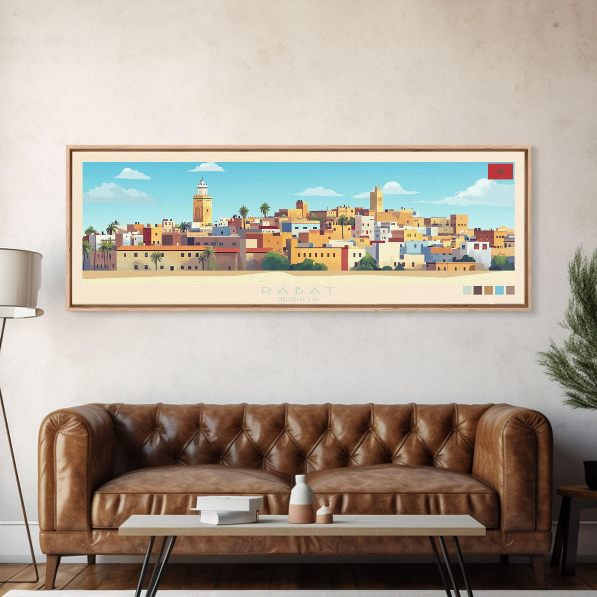 Panoramic Travel Poster Rabat, Morocco Canvas Print, Rabat, Morocco Painting, Morocco Art, Rabat Travel Art, Guest Room Painting