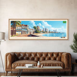 Recife, Brazil Travel Poster Panoramic Canvas Print, Recife, Brazil Painting, Brazil Art, Recife Travel Art, Guest Room Painting