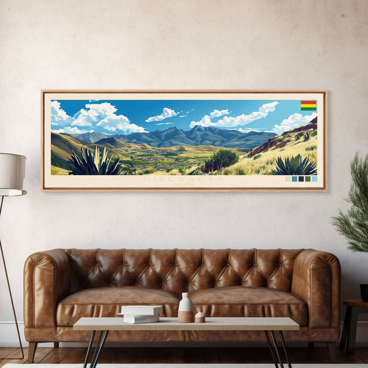 Riberalta, Bolivia Panoramic Travel Poster Canvas Print, Riberalta, Bolivia Painting, Bolivia Art, Riberalta Travel Art, Guest Room Painting