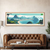 Rio de Janeiro, Brazil Panoramic Travel Poster Canvas Print, Rio de Janeiro, Brazil Painting, Brazil Art, Rio de Janeiro Travel Art, Living Room Painting