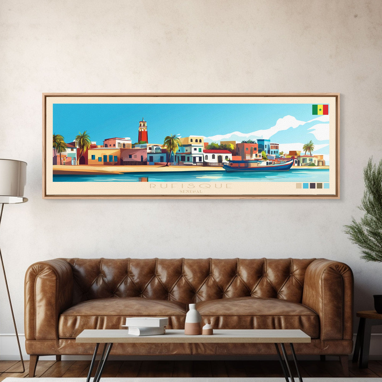 Rufisque, Senegal Panoramic Travel Poster Canvas Print, Rufisque, Senegal Painting, Senegal Art, Rufisque Travel Art, Guest Room Painting