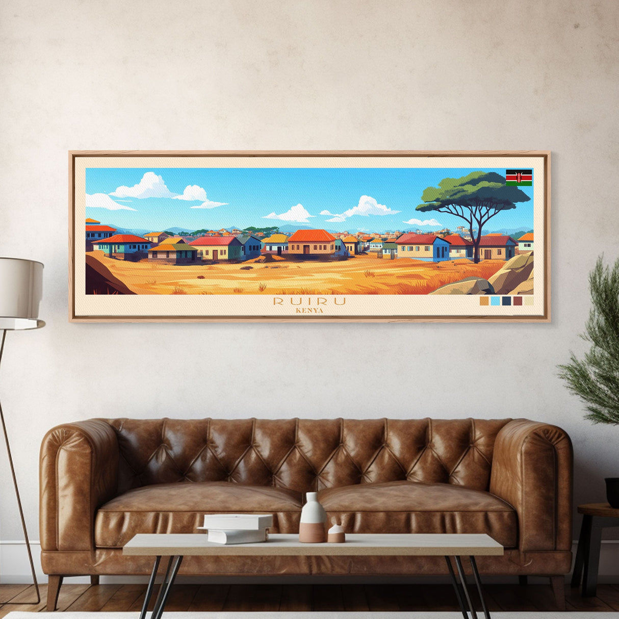 Ruiru, Kenya Panoramic Travel Poster Canvas Print, Ruiru, Kenya Painting, Kenya Art, Ruiru Travel Art, Living Room Painting