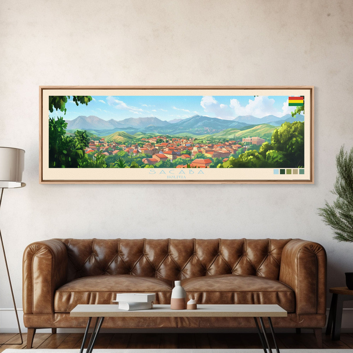 Sacaba, Bolivia Travel Poster Panoramic Canvas Print, Sacaba, Bolivia Painting, Bolivia Art, Sacaba Travel Art, Guest Room Painting