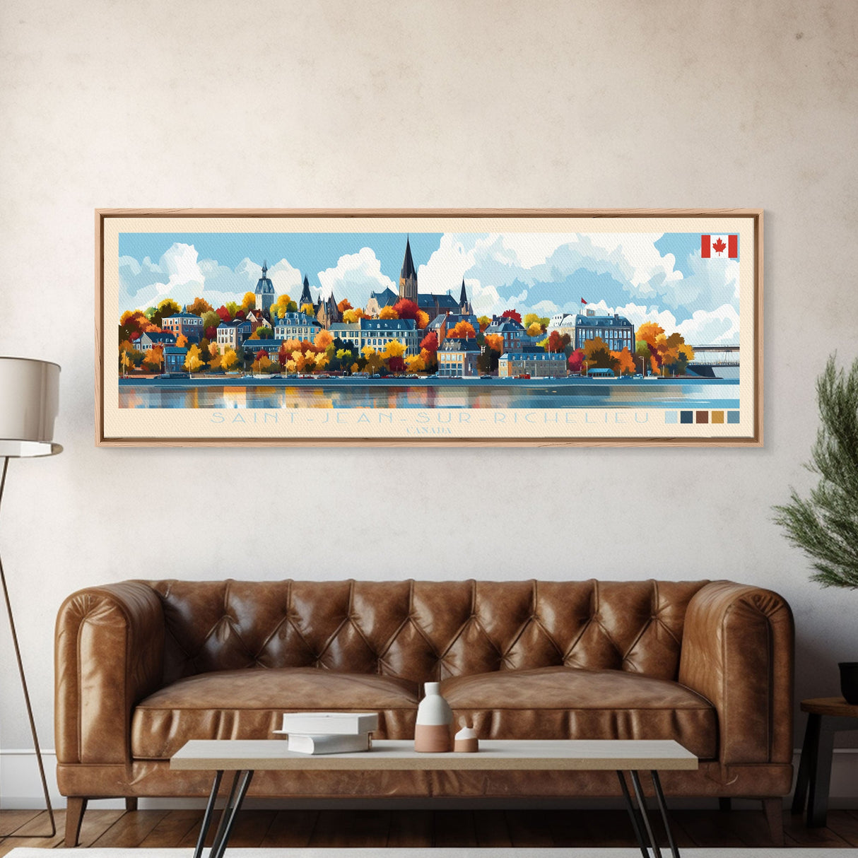 Saint-Jean-sur-Richelieu, Canada Travel Poster Panoramic Canvas Print, Saint-Jean-sur-Richelieu, Canada Painting, Canada Art, Saint-Jean-sur-Richelieu Travel Art, Guest Room Painting