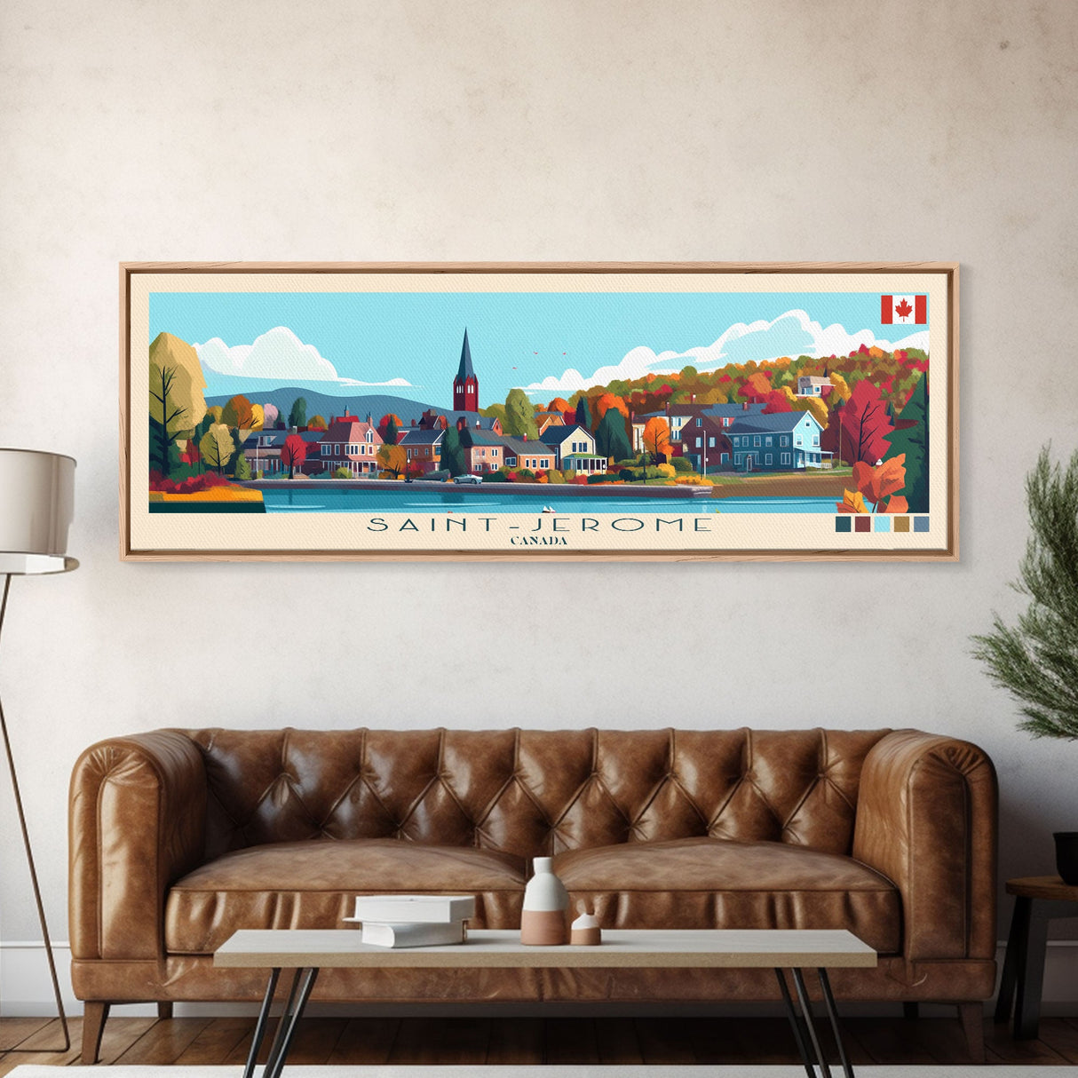 Saint-Jerome, Canada Panoramic Travel Poster Canvas Print, Saint-Jerome, Canada Painting, Canada Art, Saint-Jerome Panoramic Travel Art, Travel Painting