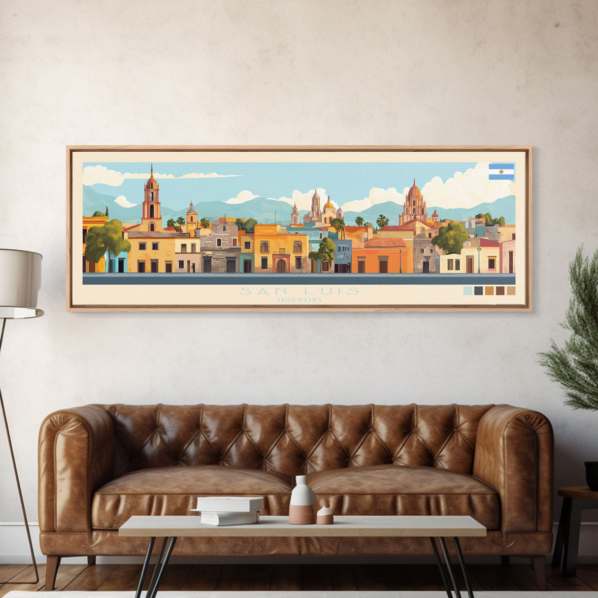 San Luis, Argentina Panoramic Travel Poster Canvas Print, San Luis, Argentina Painting, Argentina Art, San Luis Travel Art, Guest Room Painting