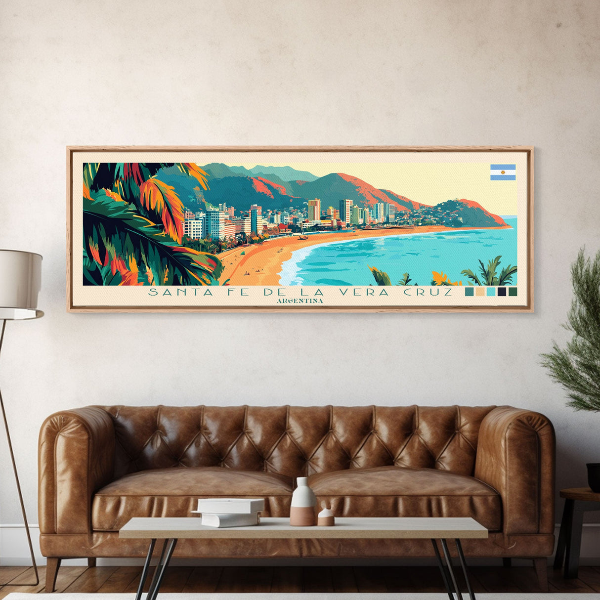 Santa Fe de la Vera Cruz, Argentina Travel Poster Panoramic Canvas Print, Santa Fe de la Vera Cruz, Argentina Painting, Argentina Art, Santa Fe de la Vera Cruz Travel Art, Guest Room Painting