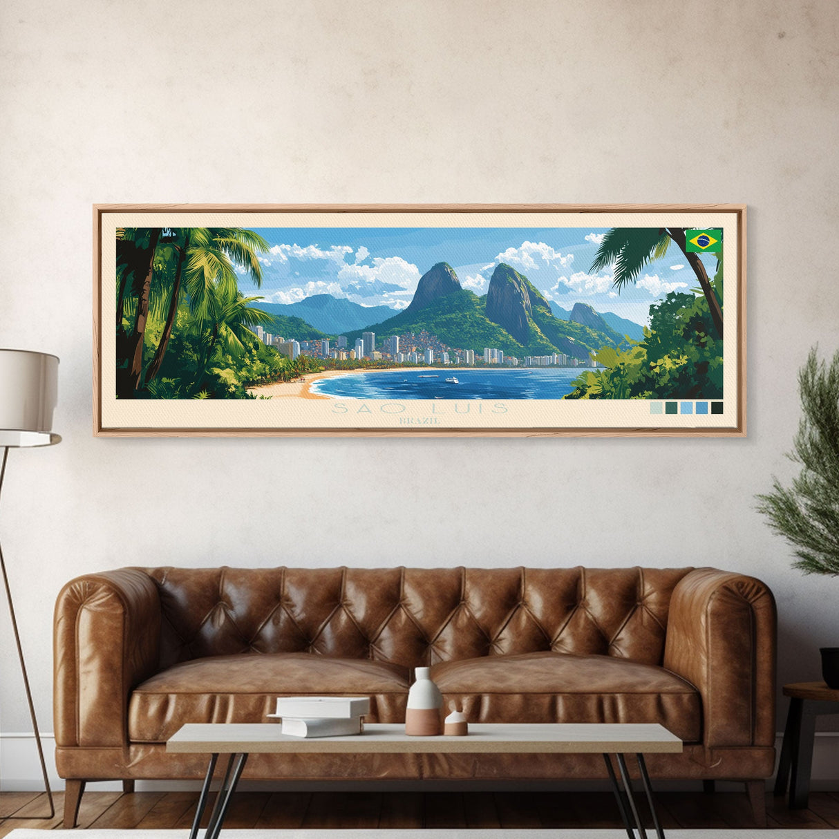 Sao Luis, Brazil Travel Poster Panoramic Canvas Print, Sao Luis, Brazil Painting, Brazil Art, Sao Luis Travel Art, Guest Room Painting