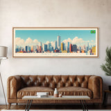 Sao Paulo, Brazil Panoramic Travel Poster Canvas Print, Sao Paulo, Brazil Painting, Brazil Art, Sao Paulo Panoramic Travel Art, Travel Painting