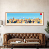 Sfax, Tunisia Panoramic Travel Poster Canvas Print, Sfax, Tunisia Painting, Tunisia Art, Sfax Travel Art, Living Room Painting