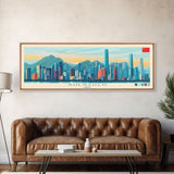 Panoramic Travel Poster Shenzhen, China Canvas Print, Shenzhen, China Painting, China Art, Shenzhen Travel Art, Guest Room Painting