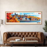 Sherbrooke, Canada Panoramic Travel Poster Canvas Print, Sherbrooke, Canada Painting, Canada Art, Sherbrooke Panoramic Travel Art, Travel Painting