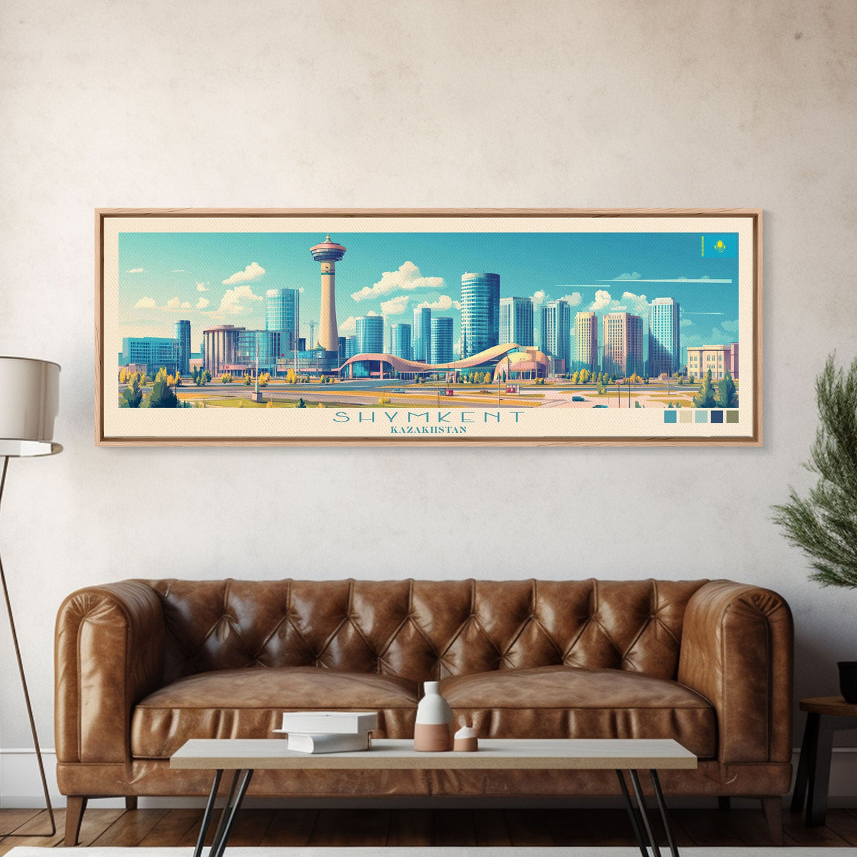 Shymkent, Kazakhstan Panoramic Travel Poster Canvas Print, Shymkent, Kazakhstan Painting, Kazakhstan Art, Shymkent Travel Art, Living Room Painting