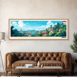 Starfruit City, Indonesia Panoramic Travel Poster Canvas Print, Starfruit City, Indonesia Painting, Indonesia Art, Starfruit City Panoramic Travel Art, Travel Painting