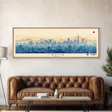 Tōkyō, Japan Panoramic Travel Poster Canvas Print, Tōkyō, Japan Painting, Japan Art, Tōkyō Travel Art, Living Room Painting