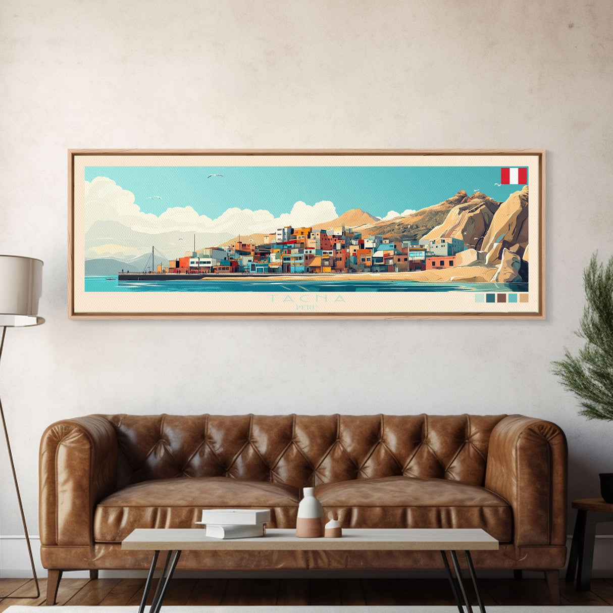 Tacna, Peru Panoramic Travel Poster Canvas Print, Tacna, Peru Painting, Peru Art, Tacna Panoramic Travel Art, Travel Painting