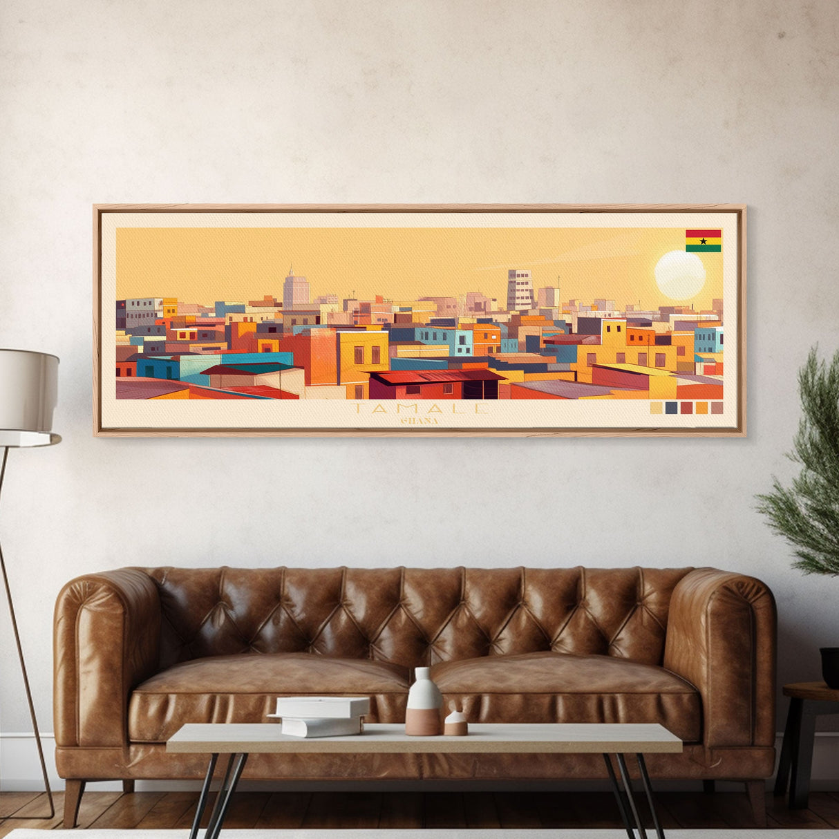 Tamale, Ghana Panoramic Travel Poster Canvas Print, Tamale, Ghana Painting, Ghana Art, Tamale Travel Art, Guest Room Painting