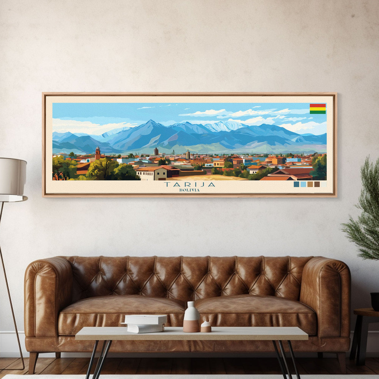 Tarija, Bolivia Panoramic Travel Poster Canvas Print, Tarija, Bolivia Painting, Bolivia Art, Tarija Travel Art, Living Room Painting