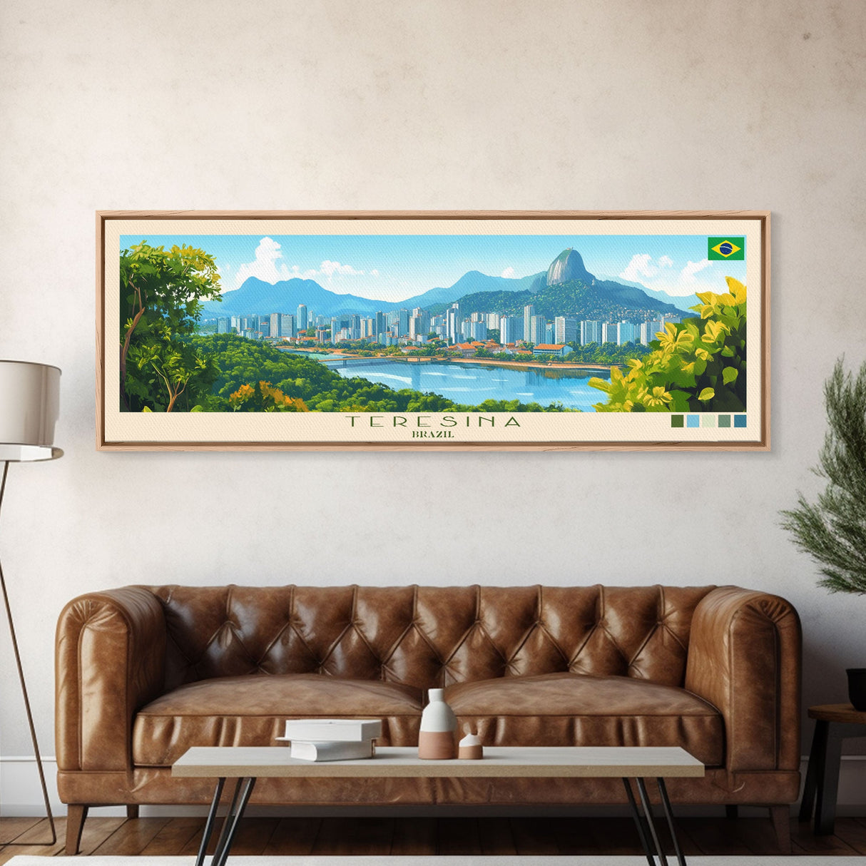 Teresina, Brazil Travel Poster Panoramic Canvas Print, Teresina, Brazil Painting, Brazil Art, Teresina Travel Art, Guest Room Painting