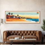 Teshie, Ghana Travel Poster Panoramic Canvas Print, Teshie, Ghana Painting, Ghana Art, Teshie Travel Art, Guest Room Painting