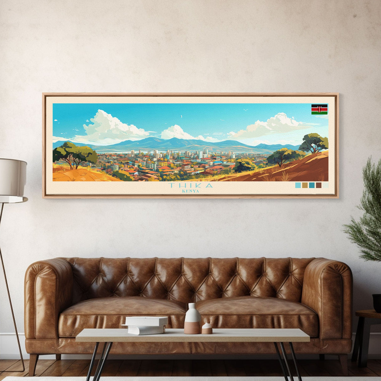 Thika, Kenya Panoramic Travel Poster Canvas Print, Thika, Kenya Painting, Kenya Art, Thika Panoramic Travel Art, Travel Painting