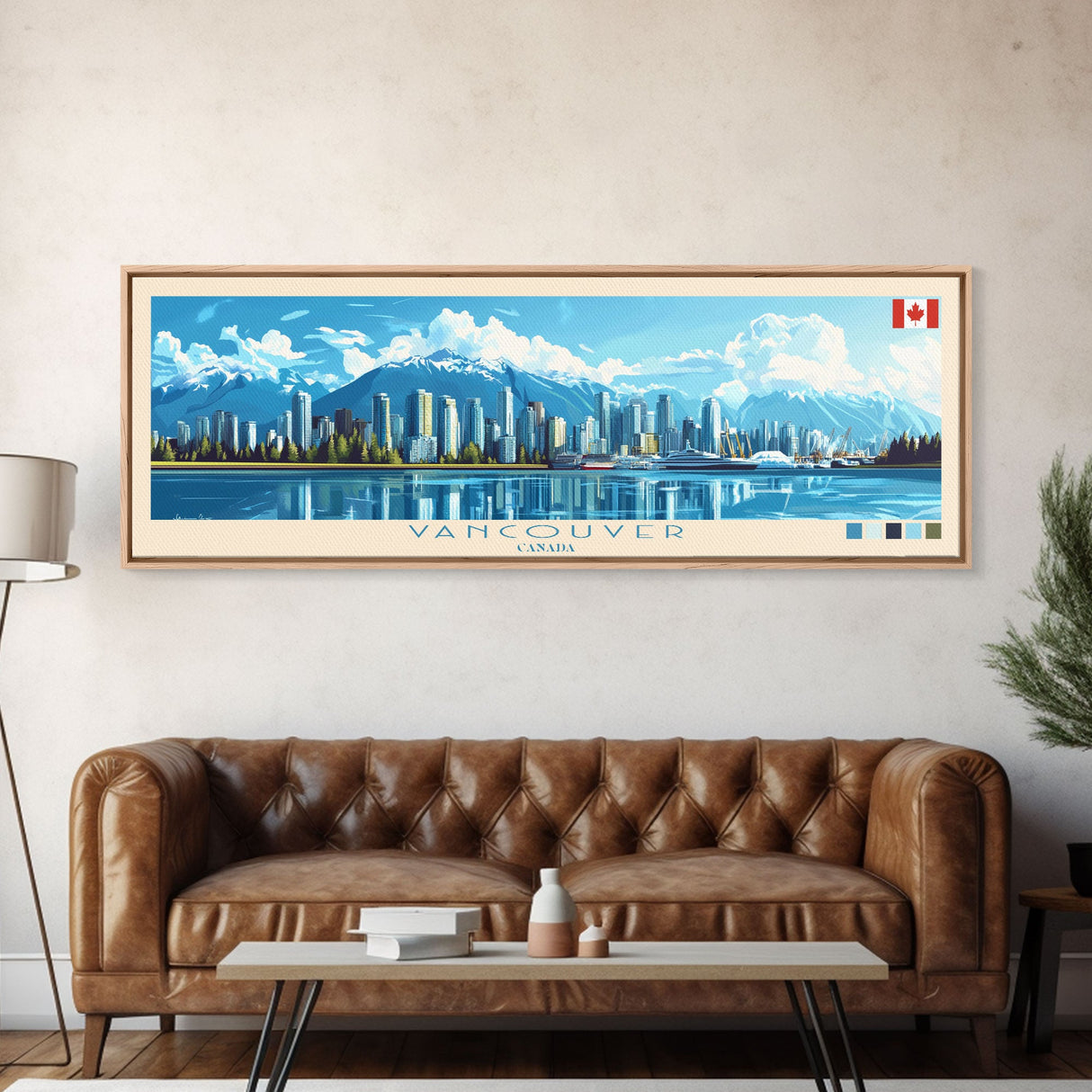 Vancouver, Canada Panoramic Travel Poster Canvas Print, Vancouver, Canada Painting, Canada Art, Vancouver Travel Art, Guest Room Painting