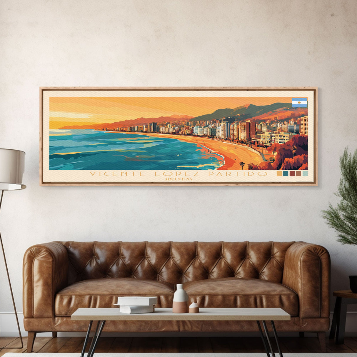 Vicente Lopez Partido, Argentina Panoramic Travel Poster Canvas Print, Vicente Lopez Partido, Argentina Painting, Argentina Art, Vicente Lopez Partido Travel Art, Living Room Painting