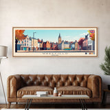 Wakefield, England Panoramic Travel Poster Canvas Print, Wakefield, England Painting, England Art, Wakefield Panoramic Travel Art, Travel Painting