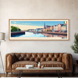 Waterford, Ireland Panoramic Travel Poster Canvas Print, Waterford, Ireland Painting, Ireland Art, Waterford Travel Art, Guest Room Painting