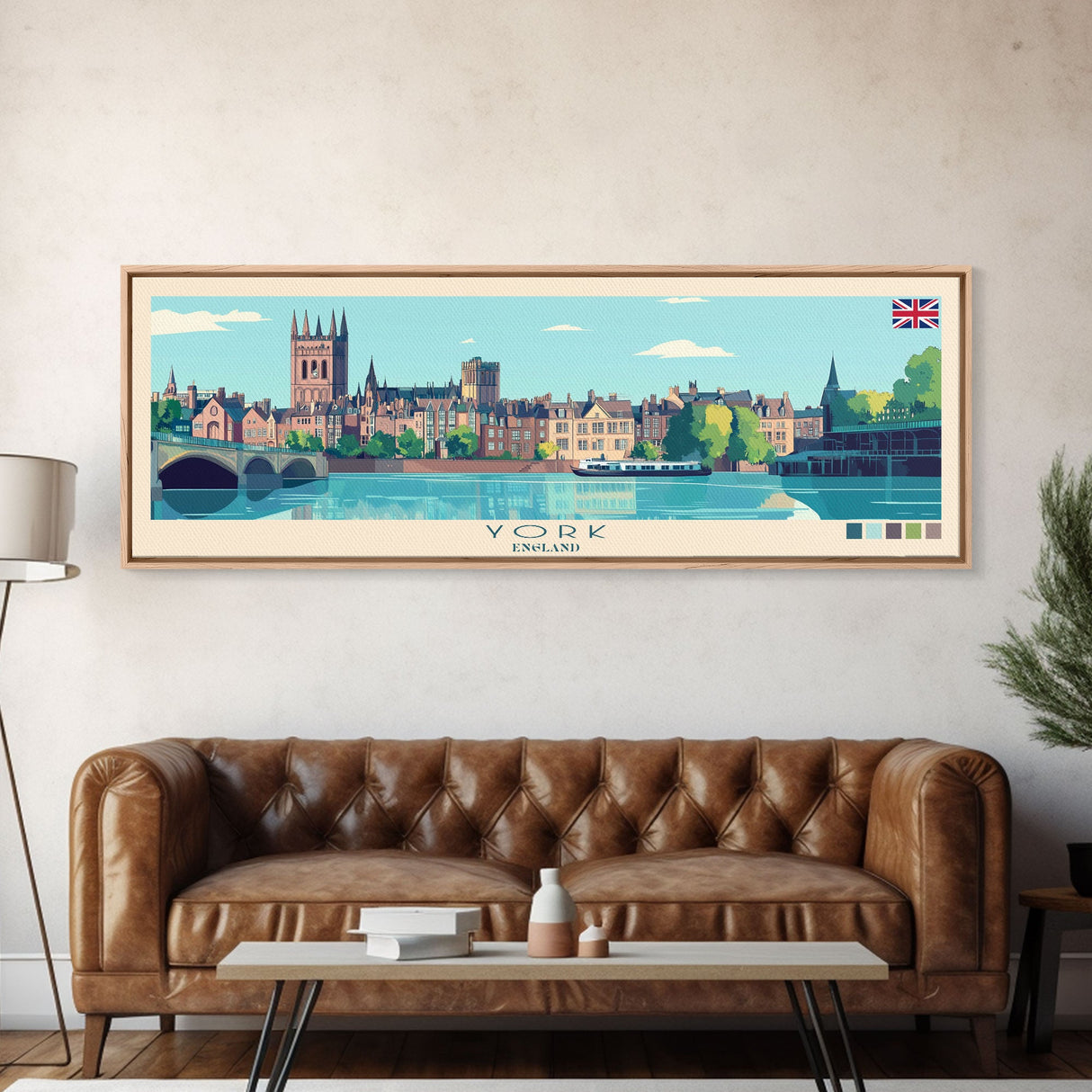 Panoramic Travel Poster York, England Canvas Print, York, England Painting, England Art, York Travel Art, Guest Room Painting