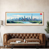 Zhengzhou, China Panoramic Travel Poster Canvas Print, Zhengzhou, China Painting, China Art, Zhengzhou Travel Art, Living Room Painting