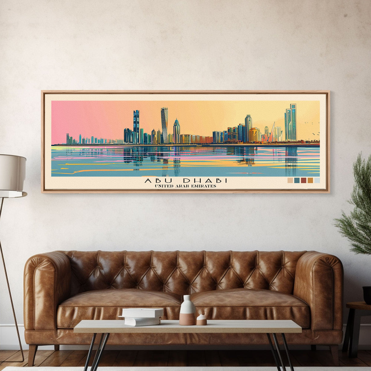 Abu Dhabi, United Arab Emirates Panoramic Canvas Print, Abu Dhabi, United Arab Emirates Painting, United Arab Emirates Art, Abu Dhabi Travel Poster, Travel Art, Housewarming Gift