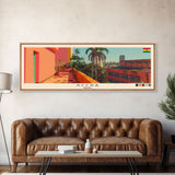 Accra, Ghana Panoramic Canvas Print, Accra, Ghana Painting, Ghana Art, Accra Travel Poster, Travel Art, Guest Room Painting