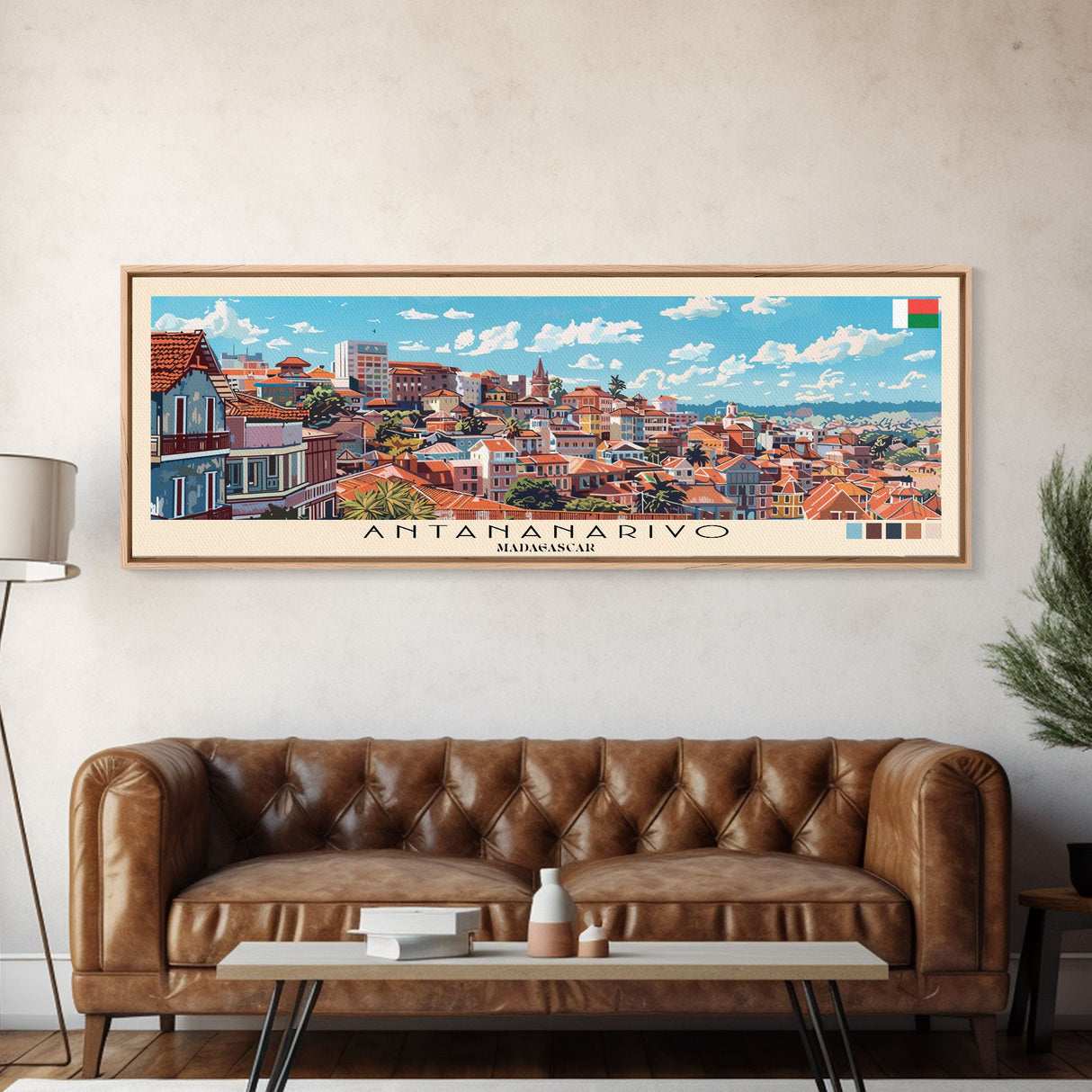 Antananarivo, Madagascar Panoramic Canvas Print, Antananarivo, Madagascar Painting, Madagascar Art, Antananarivo Travel Poster, Travel Art, Living Room Painting