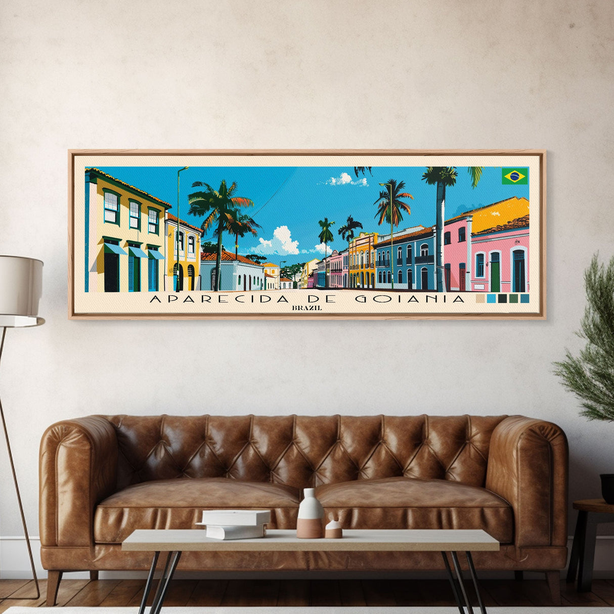 Aparecida de Goiania, Brazil Panoramic Canvas Print, Aparecida de Goiania, Brazil Painting, Brazil Art, Aparecida de Goiania Travel Poster, Travel Art, Guest Room Painting