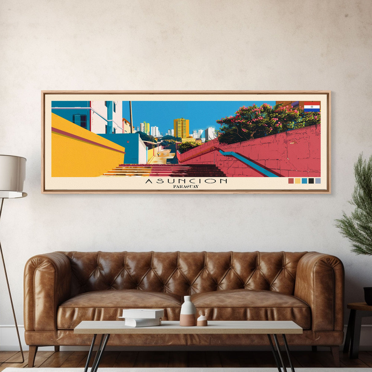 Asuncion, Paraguay Panoramic Canvas Print, Asuncion, Paraguay Painting, Paraguay Art, Asuncion Travel Poster, Travel Art, Living Room Painting