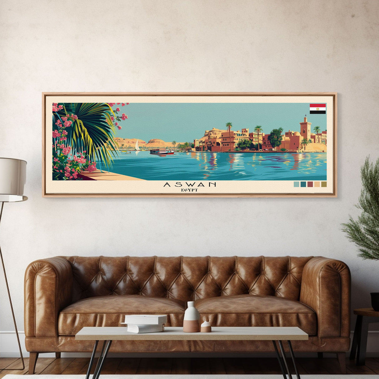 Aswan, Egypt Panoramic Canvas Print, Aswan, Egypt Painting, Egypt Art, Aswan Travel Poster, Travel Art, Housewarming Gift